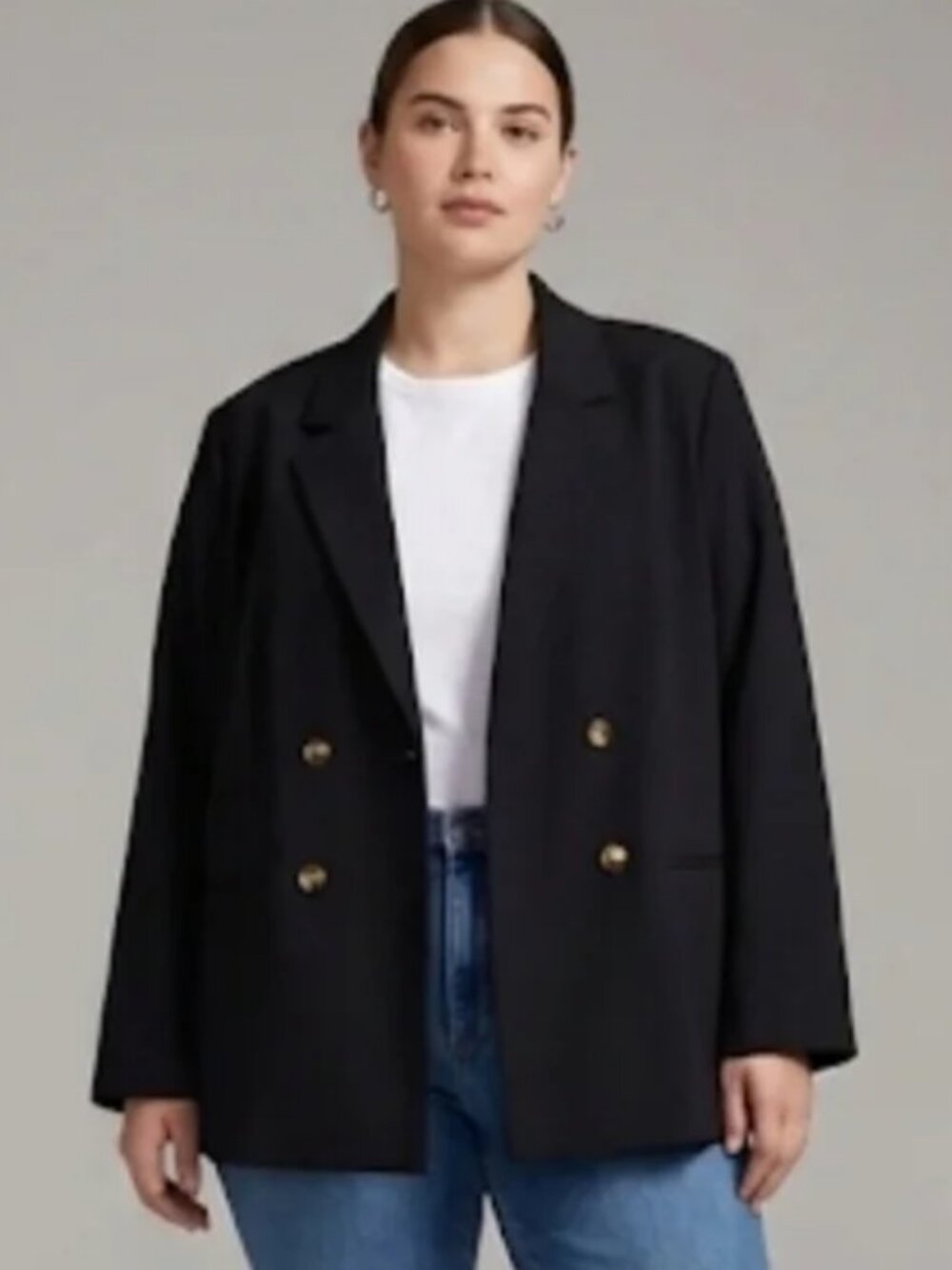 WHOWHATWEAR Double-Breasted Blazer Black